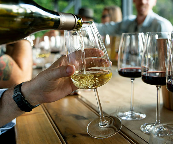 Guests enjoying wine at a winery, creating memorable food and beverage experiences.